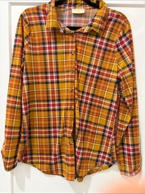 Bobbie Brooks Yellow Plaid Button-Down Shirt